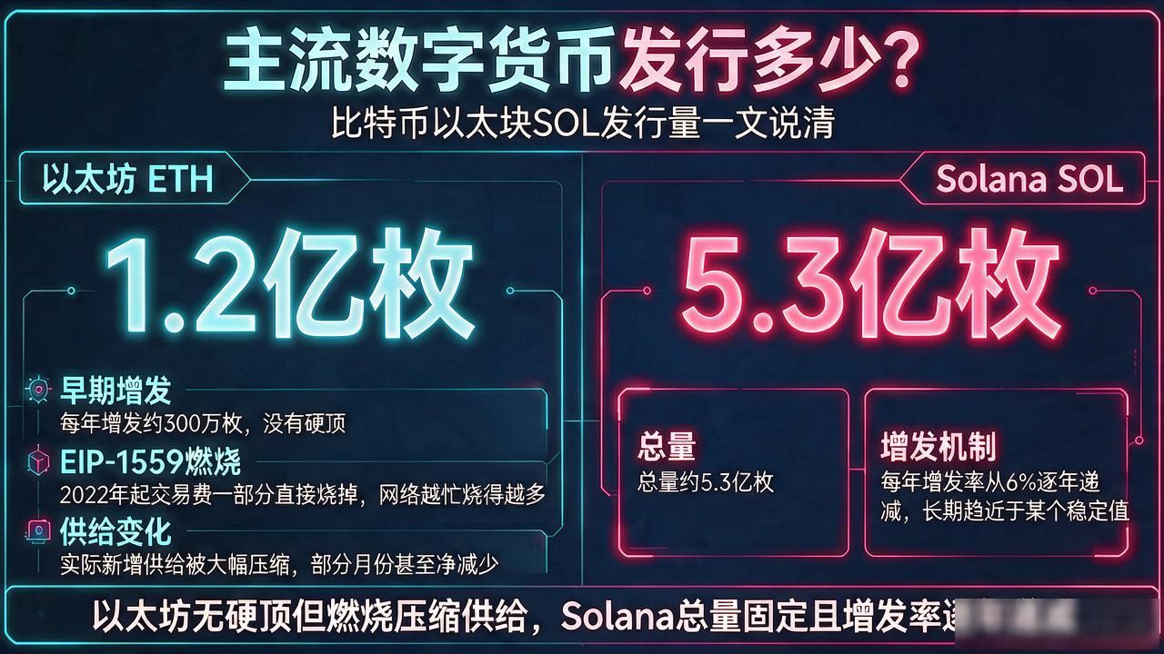 主流数字货币发行多少？比特币以太坊SOL发行量一文说清