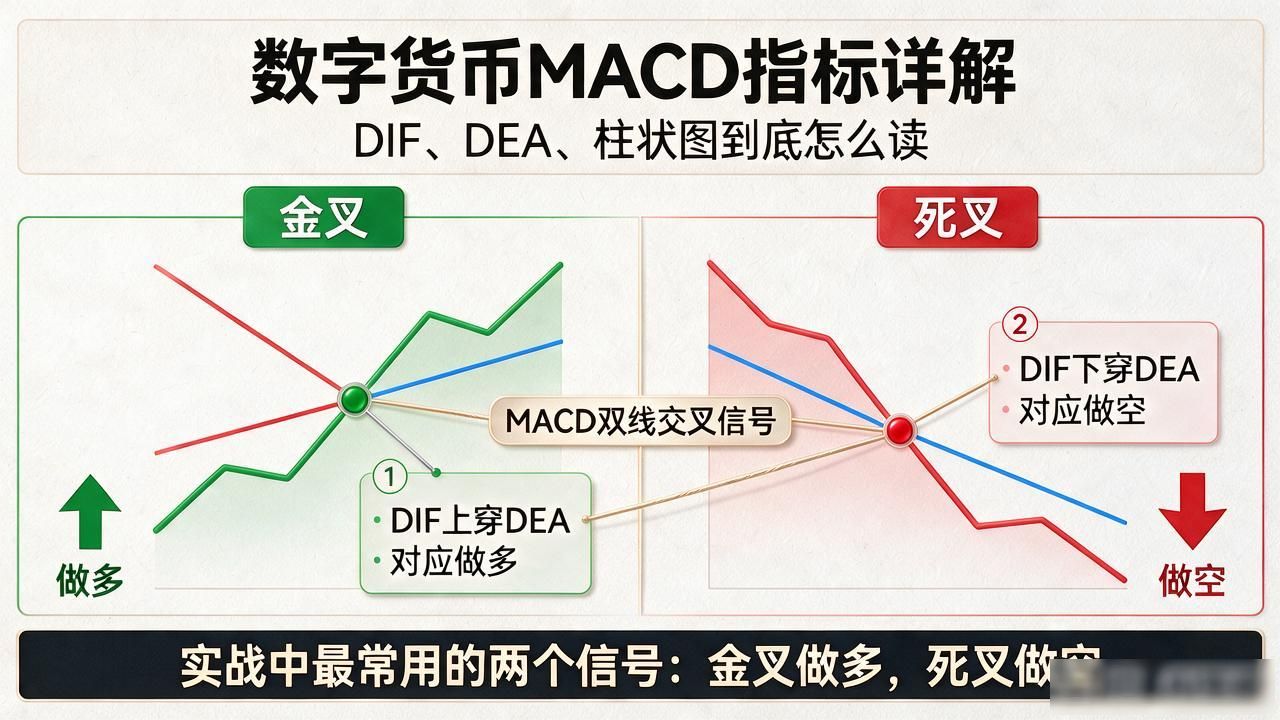 数字货币MACD指标详解说明：DIF、DEA、柱状图到底怎么读