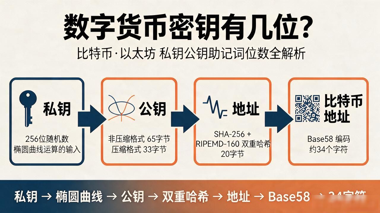 数字货币密钥有几位？比特币以太坊私钥公钥助记词位数全解析