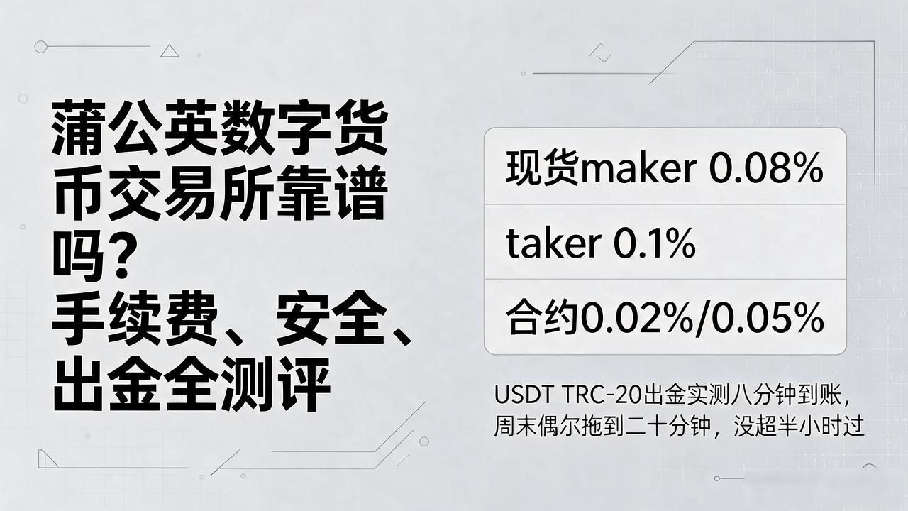 蒲公英数字货币交易所靠谱吗？手续费、安全、出金全测评